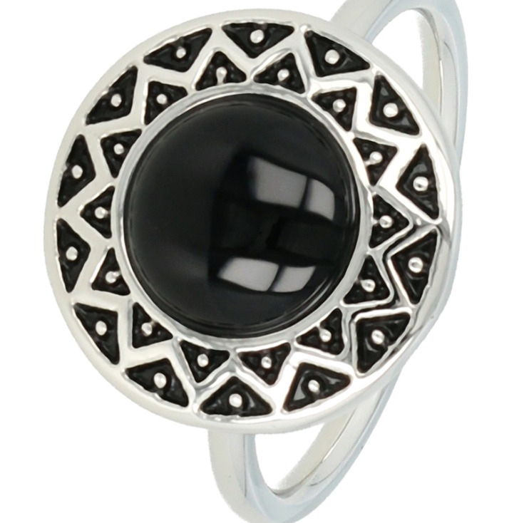 My Bendel Ring, edelstaal. Vintage ring met Onyx (maat 18). - 21165