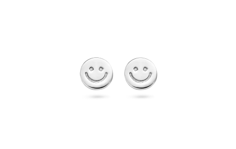 Oorknopjes, zilver gerhodineerd smiley - 21228