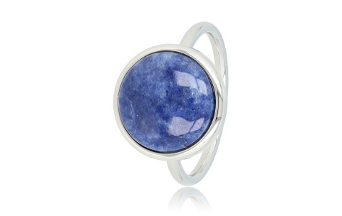 My Bendel Ring, Edelstaal met Lapiz Lazuli Edelsteen (maat 18). - 21177
