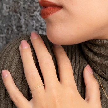 My Bendel Ring, Edelstaal verguld. Aanschuifring 1mm (maat 16). - 21178
