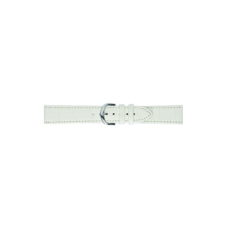Horlogeband 16mm Krokodillenprint Wit - 21232