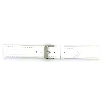 Horlogeband 16mm Krokodillenprint Wit - 21232