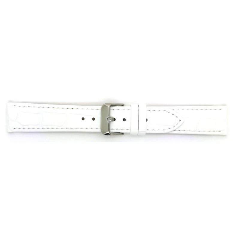Horlogeband 16mm Krokodillenprint Wit - 21232