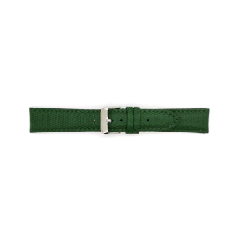 calf leather watch strap with fine lizard print and nubuck lining. This semi padded watch strap is soft and has a stainless steel buckle. - 21242