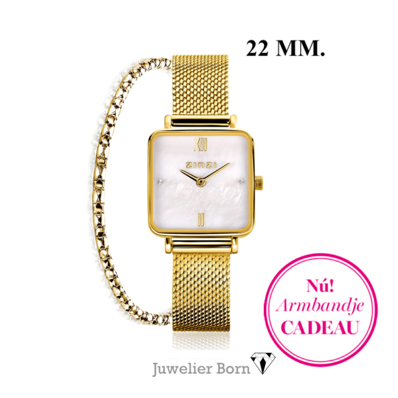 Zinzi  Dameshorloge, model Square Mini Gold (22mm) ZIW1734 - 21306