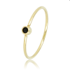 My Bendel Ring, staal verguld. Met zwarte zirkonia steen (maat 16) - 21311