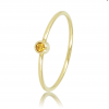 My Bendel Ring, staal verguld. Met Gele zirkonia steen (maat 17) - 21321