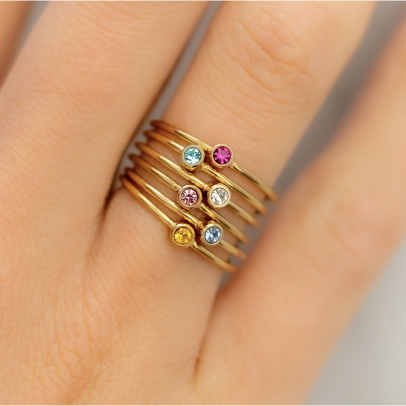 My Bendel Ring, staal verguld. Met Gele zirkonia steen (maat 17) - 21321