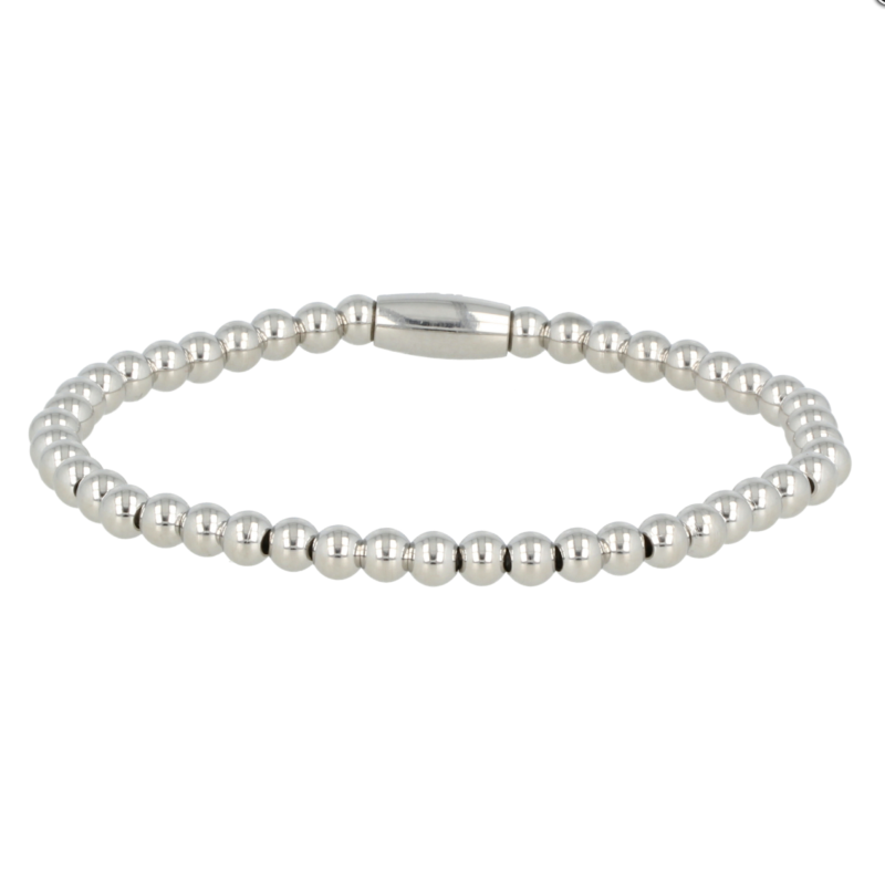 My Bendel Armband, Elastische Edelstalen armband 4mm bol (17cm). - 21501