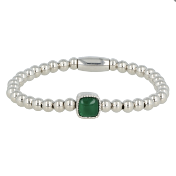 My Bendel Armband, Elastische Edelstalen armband met Agaat bedel (17cm). - 21490 My Bendel Armband, Elastische Edelstalen armband met Agaat bedel (17cm). - 21490