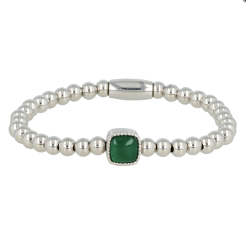 My Bendel Armband, Elastische Edelstalen armband met Agaat bedel (17cm). - 21490 My Bendel Armband, Elastische Edelstalen armband met Agaat bedel (17cm). - 21490
