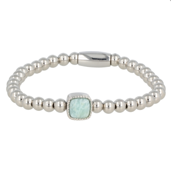 My Bendel Armband, Elastische Edelstalen armband met Amazoniet bedel (17cm). - 21496 My Bendel Armband, Elastische Edelstalen armband met Amazoniet bedel (17cm). - 21496