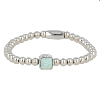 My Bendel Armband, Elastische Edelstalen armband met Amazoniet bedel (17cm). - 21496 My Bendel Armband, Elastische Edelstalen armband met Amazoniet bedel (17cm). - 21496