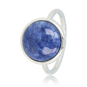 My Bendel Ring, Edelstaal met Lapiz Lazuli Edelsteen (maat 19). - 21558