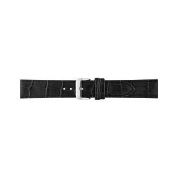 Horlogeband 18mm Zwart, krokodillenprint - 21579