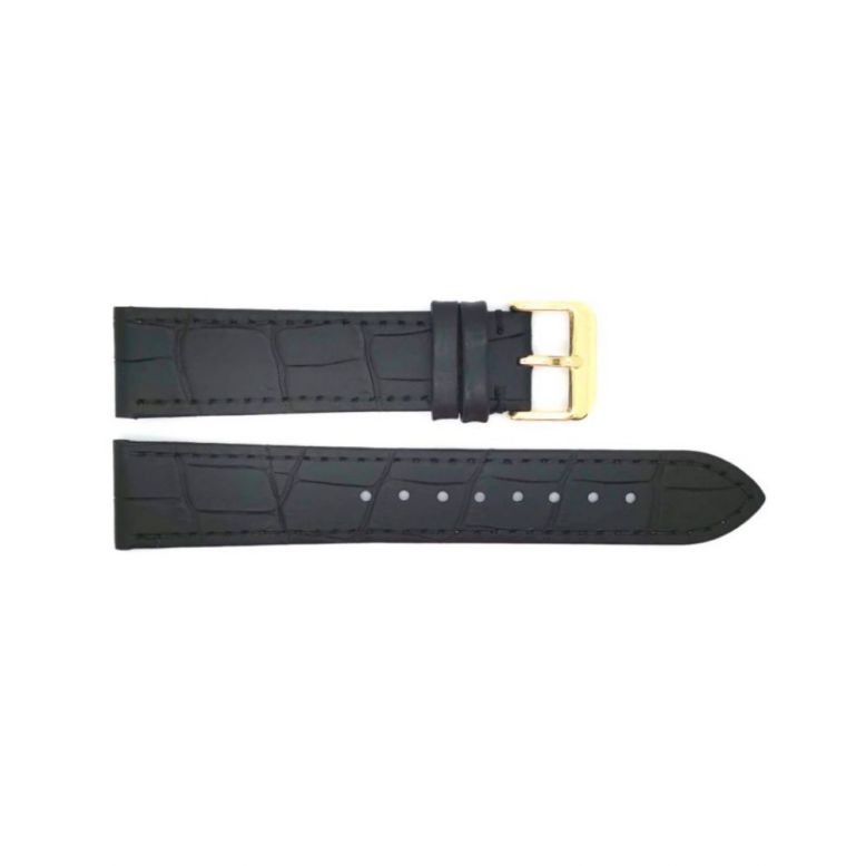Horlogeband 18mm Zwart, krokodillenprint - 21579