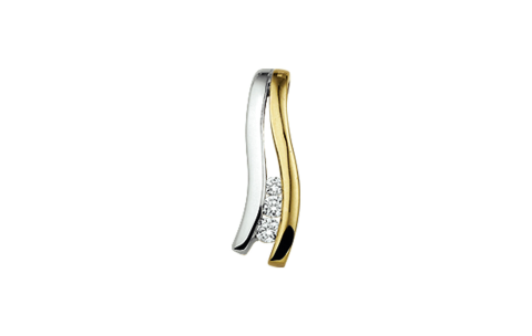 HC Hanger, 14krt.bicolour goud met diamant totaal 0,06ct.  (lengte: 16mm.) - 21736