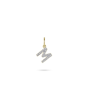 Hanger, zilver verguld met zirconia letter M - 21774