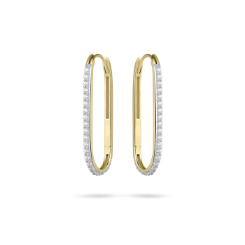 Oorringen, 14krt.goud met zirconia (ovaal 25x10mm.) - 21780 Oorringen, 14krt.goud met zirconia (ovaal 25x10mm.) - 21780