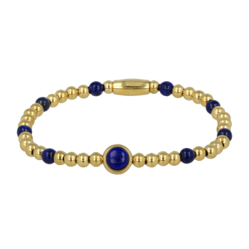 My Bendel Armband, Elastisch Edelstaal-verguld met Lapis Lazuli - 21878 My Bendel Armband, Elastisch Edelstaal-verguld met Lapis Lazuli - 21878