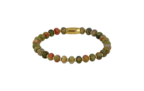 My Bendel Armband, Elastische Kralenarmband met Unakite Edelsteen (Small). - 21883