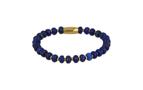 My Bendel Armband, Elastische Kralenarmband met Lapis Lazuli Edelsteen (Medium). - 21888