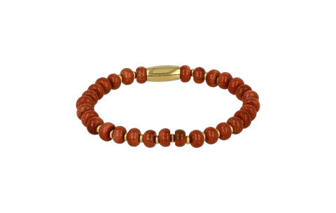 My Bendel Armband, Elastische Kralenarmband met Gold Sand Stone Edelsteen (Small). - 21889