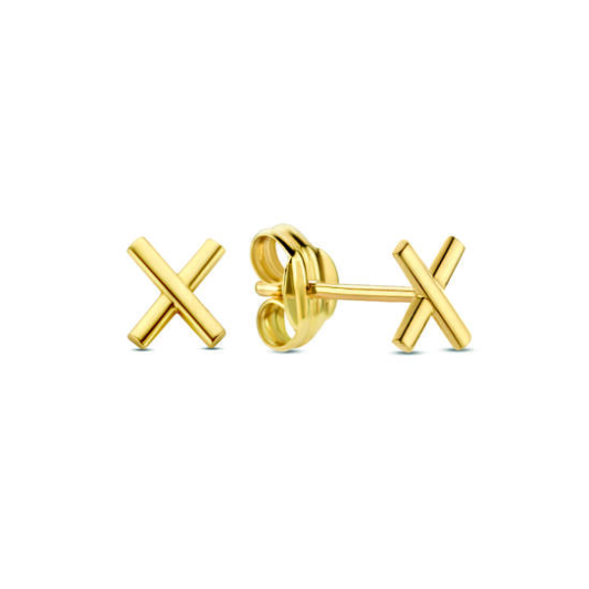 Jackie Oorknoppen, 14krt.goud Bisous de Bruxelles (5x4mm.) - 22003 Jackie Oorknoppen, 14krt.goud Bisous de Bruxelles (5x4mm.) - 22003