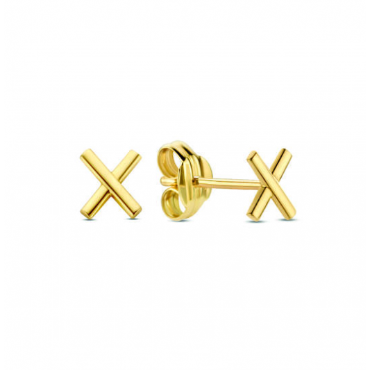 Jackie Oorknoppen, 14krt.goud Bisous de Bruxelles (5x4mm.) - 22003 Jackie Oorknoppen, 14krt.goud Bisous de Bruxelles (5x4mm.) - 22003