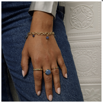 My Bendel Ring, edelstaal verguld met Lapiz Lazuli - 22016 My Bendel Ring, edelstaal verguld met Lapiz Lazuli - 22016