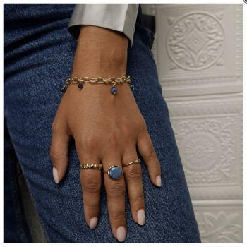 My Bendel Ring, edelstaal verguld met Lapiz Lazuli - 22016 My Bendel Ring, edelstaal verguld met Lapiz Lazuli - 22016