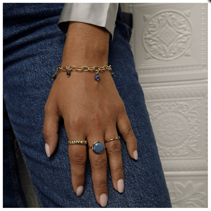 My Bendel Ring, edelstaal verguld met Lapiz Lazuli - 22016 My Bendel Ring, edelstaal verguld met Lapiz Lazuli - 22016
