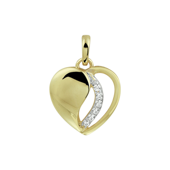 Hanger, 14krt.goud hart met zirconia (12mm.) - 22123
