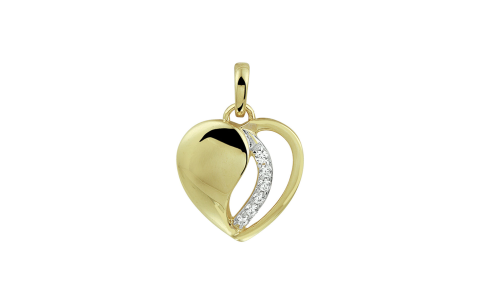 HC Hanger, 14krt.goud hart met zirconia (12mm.) - 22123
