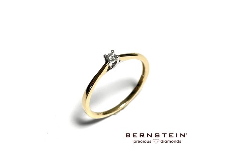 Bernstein Ring, 14krt.bicolour met 0,04ct.diamant ( maat 18) - 22132