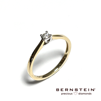 Bernstein Ring, 14krt.bicolour goud met 0,08ct.diamant ( maat 18) - 22133