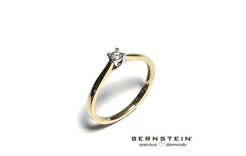 Bernstein Ring, 14krt.bicolour goud met 0,08ct.diamant ( maat 18) - 22133