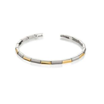 Boccia Armband, model 0387-02 titanium/bicolour breedte schakel 3,5mm. (20cm.) - 22288