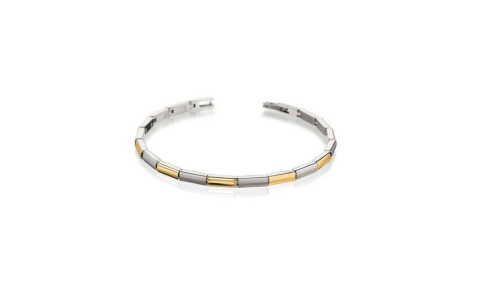 Boccia Armband, model 0387-02 titanium/bicolour breedte schakel 3,5mm. (20cm.) - 22288