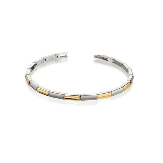 Boccia Armband, model 0387-02 titanium/bicolour breedte schakel 3,5mm. (20cm.) - 22288 Boccia Armband, model 0387-02 titanium/bicolour breedte schakel 3,5mm. (20cm.) - 22288