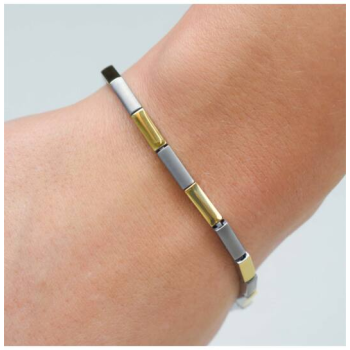 Boccia Armband, model 0387-02 titanium/bicolour breedte schakel 3,5mm. (20cm.) - 22288