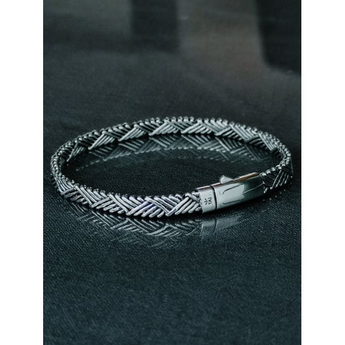 TAJ AMSTERDAM Zilveren Gevlochten Herenarmband AODH SMALL 5mm.breed - 22235