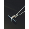 TAJ AMSTERDAM Zilveren T-Bar Hanger Binh met Onyx (21x25mm)"bescherming en emotionele en fysieke kracht" - 22242