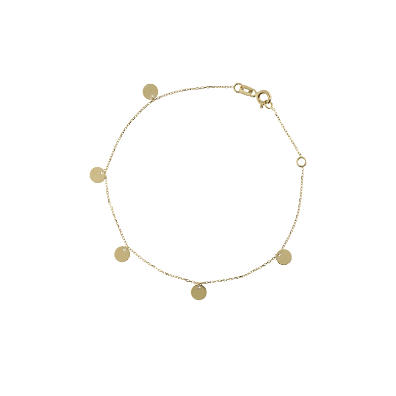 Jackie Armband, 14krt.goud Disc  (lengte verstelbaar: 16-17,5cm.) - 22249