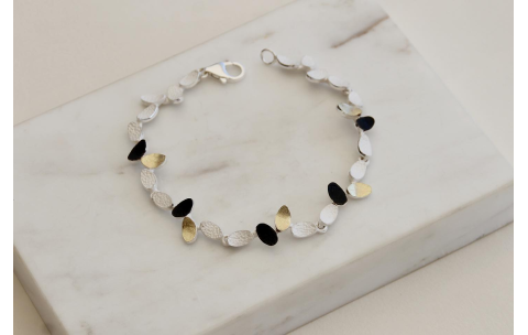 AUDAR Armband, model 1873 zilver met 18krt.goud (lengte:18cm.) - 22385