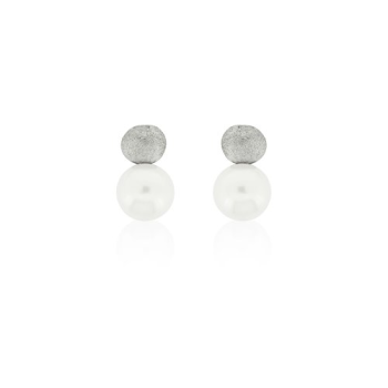 AUDAR Oorknoppen, model 2134 zilver met zoetwaterparel 11,5mm. (lengte:19mm.) - 22392