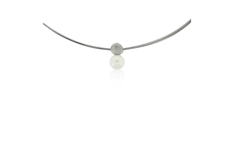 AUDAR Collier met hanger, model 2134 zilver met zoetwaterparel 11.5mm. (lengte 46cm.)) - 22393