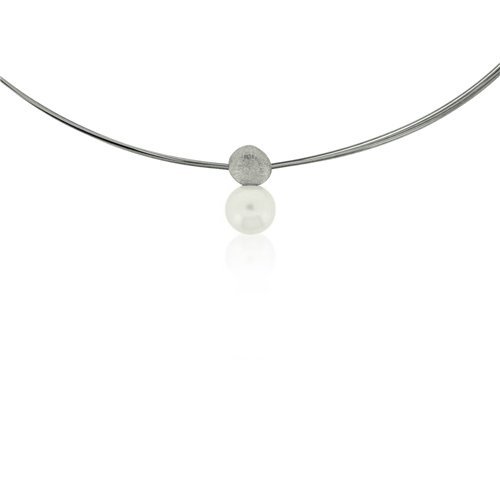 AUDAR Collier met hanger, model 2134 zilver met zoetwaterparel 11.5mm. (lengte 46cm.)) - 22393