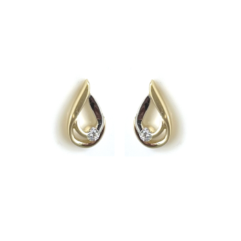 Oorknoppen, 14krt. bicolour goud met zirkonia - 22331