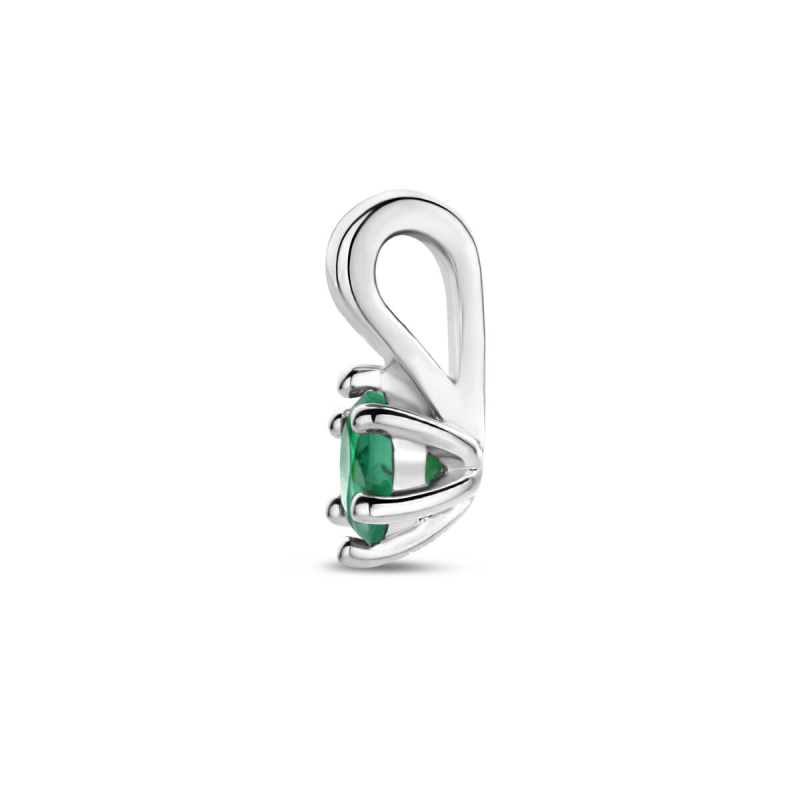 Hanger, zilver gerhodineerd met smaragd (4mm.) - 22452
